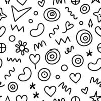 seamless pattern with doodles and hearts vector