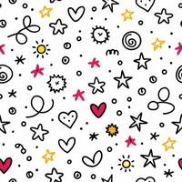 seamless pattern with hearts, stars and suns vector