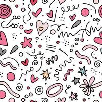 seamless pattern with hearts, stars and other shapes vector
