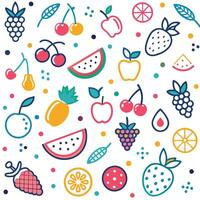 fruit and berries pattern with colorful fruit and berries vector