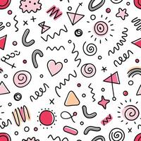 seamless pattern with retro doodles and shapes vector