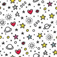 a colorful space pattern with stars and hearts vector