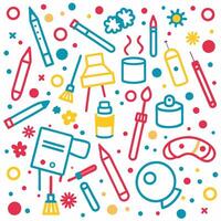 art supplies and tools in a circle pattern vector