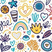 a colorful pattern with various objects and symbols vector