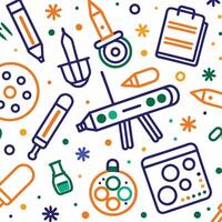 a colorful pattern with various objects and tools vector