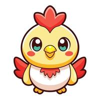 a cartoon chicken with a red head and big eyes vector