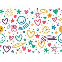 a colorful pattern with hearts, stars and other symbols vector