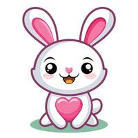 cute cartoon rabbit with heart on white background vector
