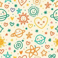a colorful pattern with various cartoon characters vector