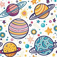 seamless pattern with planets and stars vector