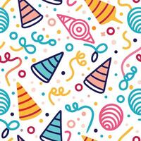 seamless pattern with party hats and confetti vector
