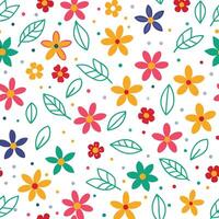 floral seamless pattern with colorful flowers and leaves vector