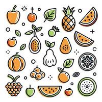 fruit and vegetable icons set in a line style vector