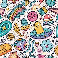 seamless pattern with colorful objects and shapes vector