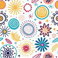 seamless pattern with flowers and leaves vector