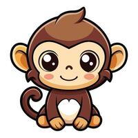 a cartoon monkey with big eyes and a big smile vector