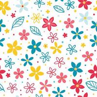 a colorful floral pattern with leaves and flowers vector