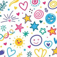 a colorful pattern with various objects and symbols vector