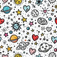 seamless pattern with space and hearts vector