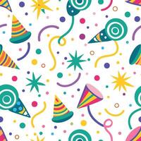 a colorful party hat and confetti pattern vector