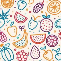 seamless fruit background with colorful fruits vector