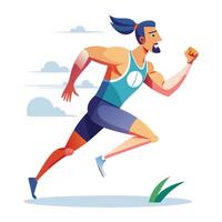 a man running with a beard and mustache vector