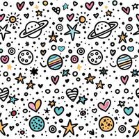 seamless pattern with space and hearts vector
