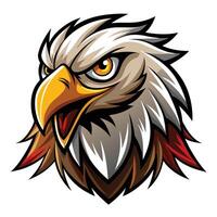 an eagle head with a red beak and yellow feathers vector