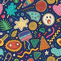 seamless pattern with colorful objects and symbols vector