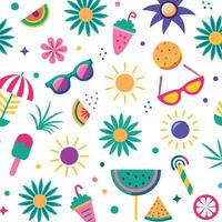 summer seamless pattern with colorful objects vector