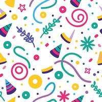a colorful party pattern with confetti and streamers vector