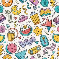 seamless pattern with colorful objects and shapes vector