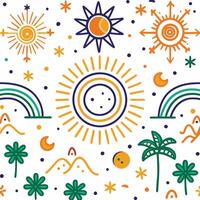 a colorful pattern with sun, vector