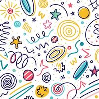 a colorful pattern with various shapes and stars vector