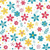 floral seamless pattern with colorful flowers on a white background vector