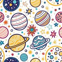 seamless pattern with planets and stars vector