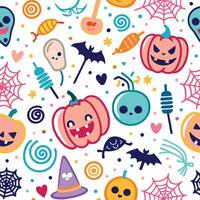 halloween seamless pattern with pumpkins, bats, bats, spiders, bats, bats, bats vector