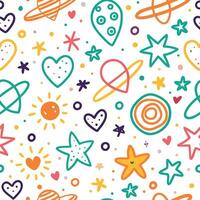 seamless pattern with colorful stars and planets vector