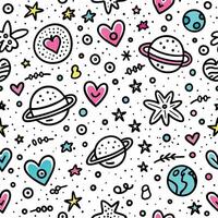 seamless pattern with space and hearts vector