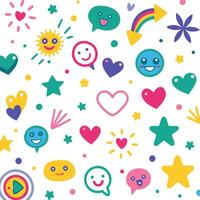 a colorful set of emoticons and other icons vector