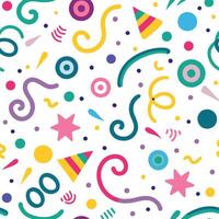 a colorful pattern with party hats and other items vector
