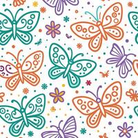 seamless pattern with colorful butterflies and flowers vector