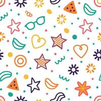seamless pattern with colorful objects and stars vector