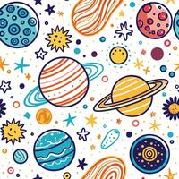seamless pattern with planets and stars vector