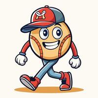 a cartoon baseball character wearing a cap and running vector