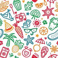 seamless summer pattern with colorful icons vector