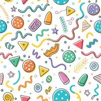 seamless pattern with colorful objects and shapes vector