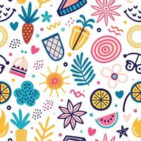 summer seamless pattern with colorful objects vector