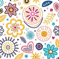 seamless pattern with flowers and leaves vector