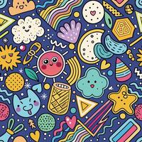 a colorful pattern with various objects and symbols vector